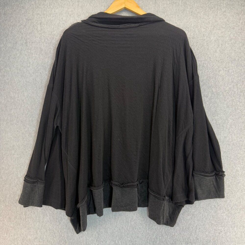 Alembika Women's Size Small Black Button Front Cardigan Jacket Lagenlook Drape - Picture 8 of 12